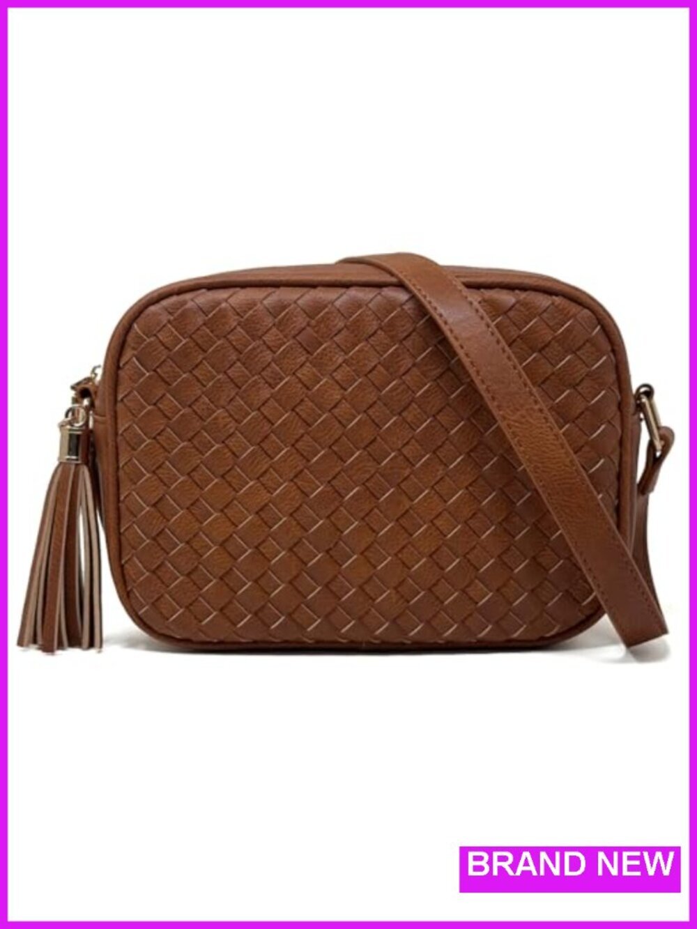 Woven Crossbody Bag Small Vegan Leather Purse Fits Kindle Daily Use